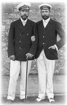 Принц Уэльский, будущий король Георг V, с двоюродным братом, императором Николаем II. 1909.